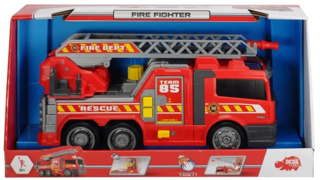 Dickie Camion Vigili Del Fuoco 33 Cm, Con Scala Mobile, Acqua, Luci E Suoni - Giocattolo Per Bambini 3+ Anni