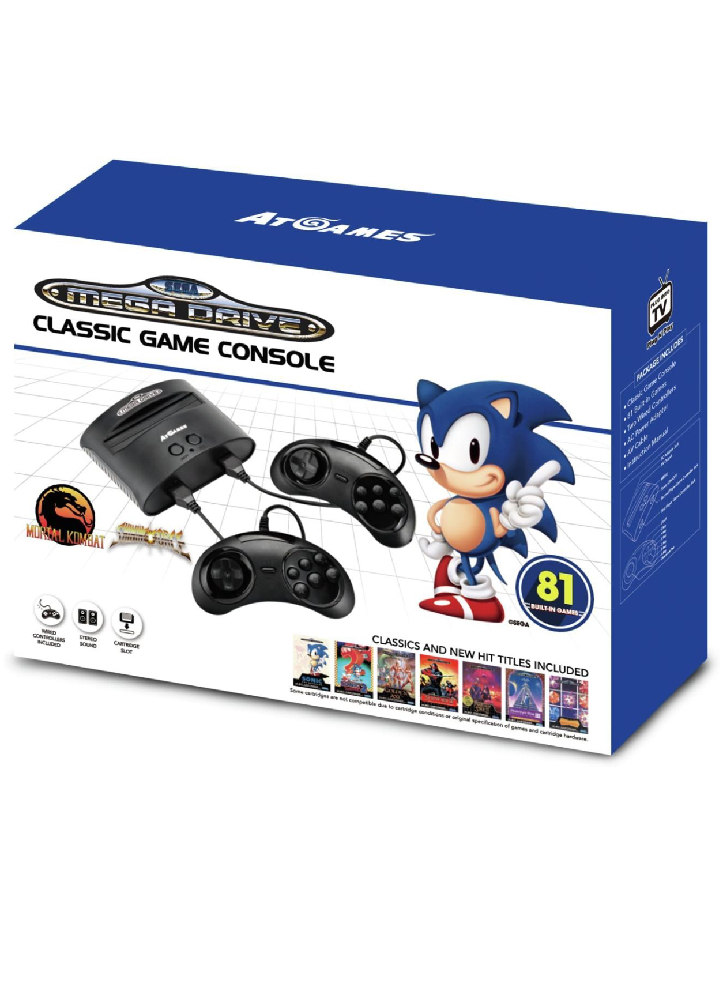 Sega MegaDrive - Classic Game Console Wired Controllers 81 Games