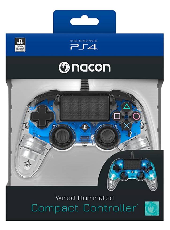 Nacon Wired Illuminated Compact Controller Light Edition: Blue - PS4