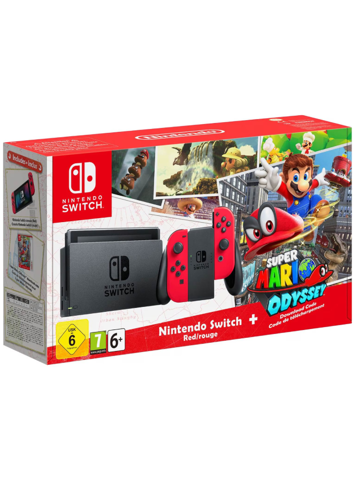 Consola NINTENDO SWITCH  RED + Codul Super Mario Odyssey – Nintendo Switch