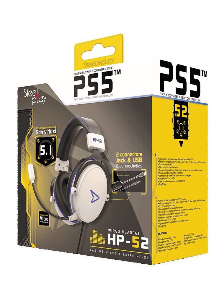 Casti SteelPlay cu fir: Sunet 5. 1 HP-52 - PS5