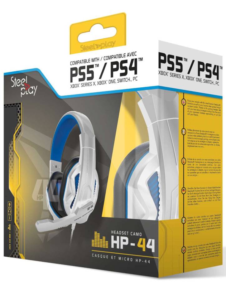Casti SteelPlay Stereo cu fir: HP 44 alb/albastru - PS5