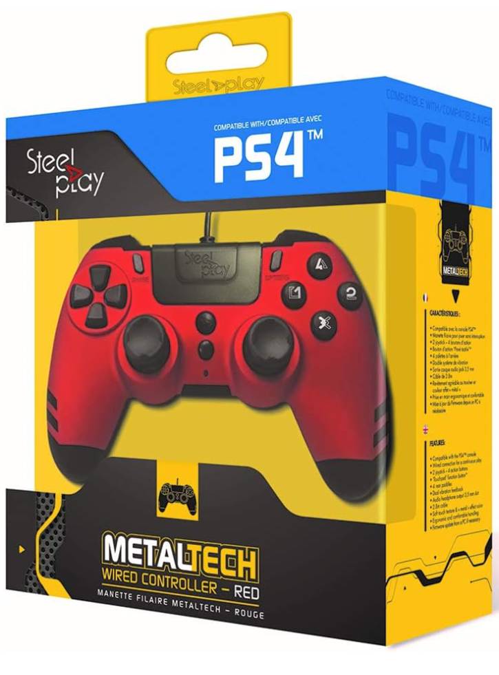 SteelPlay Controller Wired MetalTech Rosu PS4