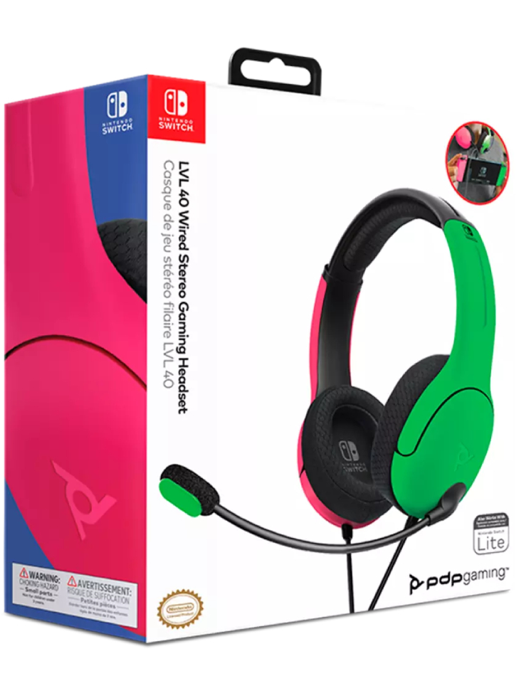 Casti cu fir PDP LVL40 Verde/Roz NSW