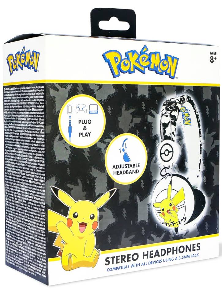 Casti OTL Pokemon Pikachu Alb/Negru