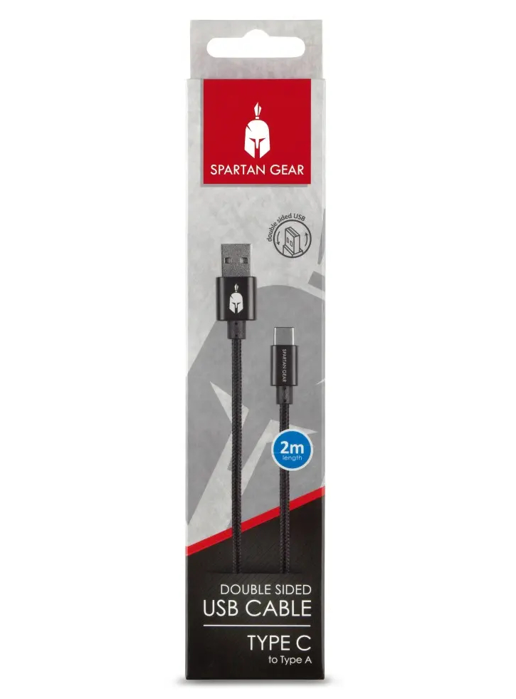 Cablu USB Dublu Spartan Gear Tip C 2m PS5/Xbox Series X/S Negru