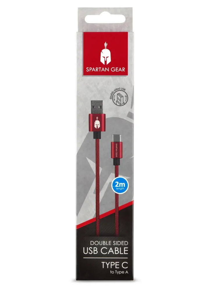 Cablu USB Dublu Spartan Gear Tip C 2m PS5/Xbox Series X/S Rosu