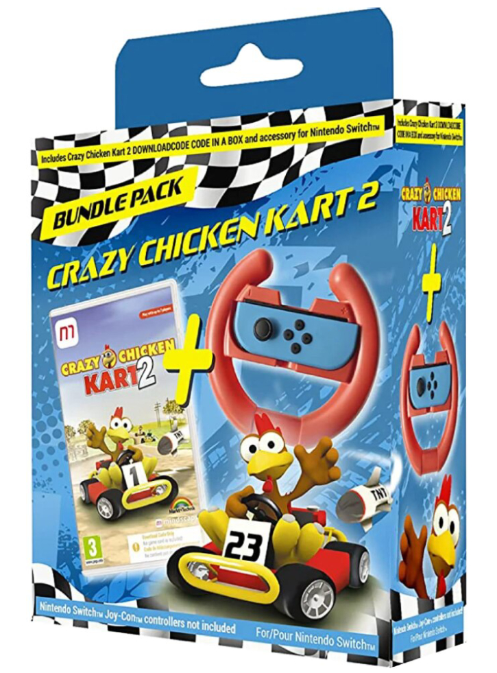 Crazy Chicken Kart 2 (Code in a box) Steering Wheel Bundle - NSW