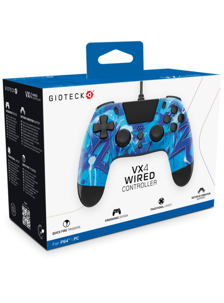 Controller cu fir Gioteck VX-4 Premium Albastru - PS4
