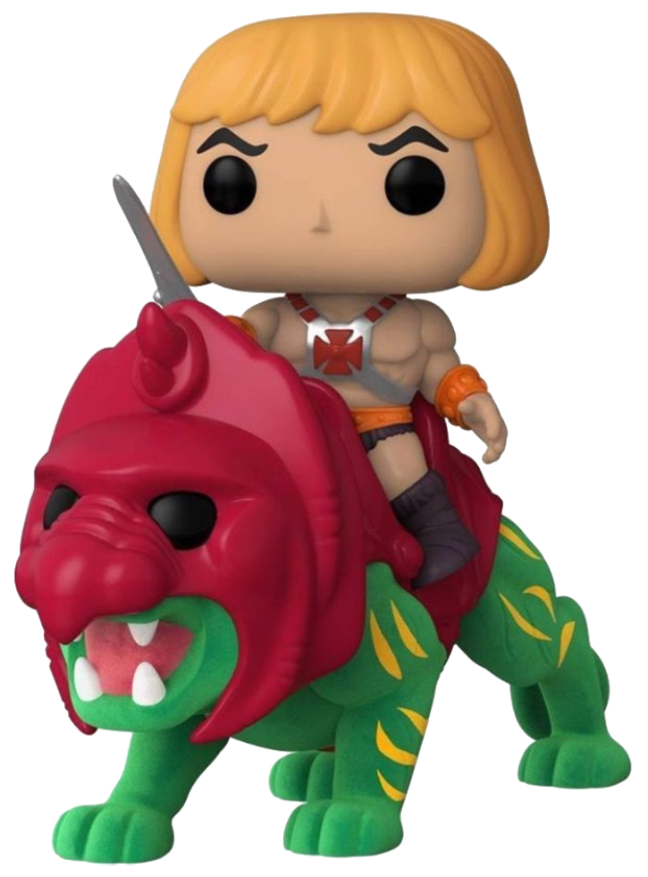 Figurina Editie Speciala Funko Pop! Rides Deluxe Masters of the Universe - He-Man on Battle Cat Flocked 15 cm