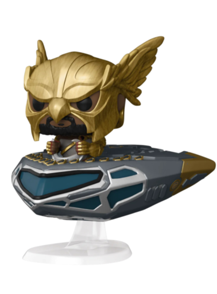 Figurina Funko Pop Rides Super Deluxe DC Black Adam Hawkman in Cruiser 9.5cm