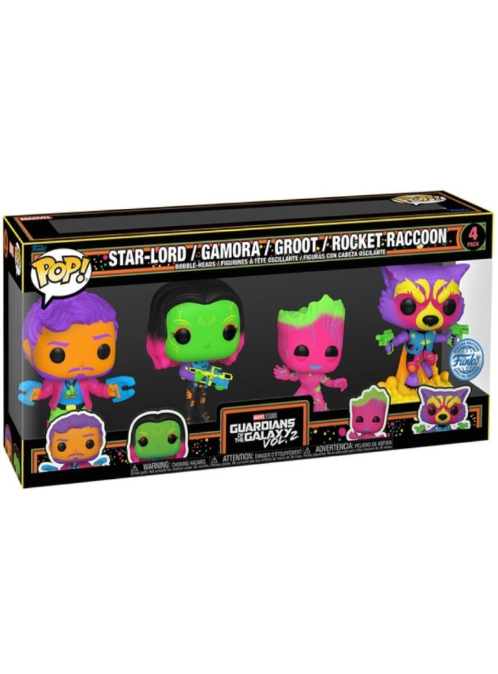Set 4 Figurine Marvel Guardians of the Galaxy Vol.2 Star Lord / Gamora/Groot/Rocket Raccoon (Blacklight) 10cm