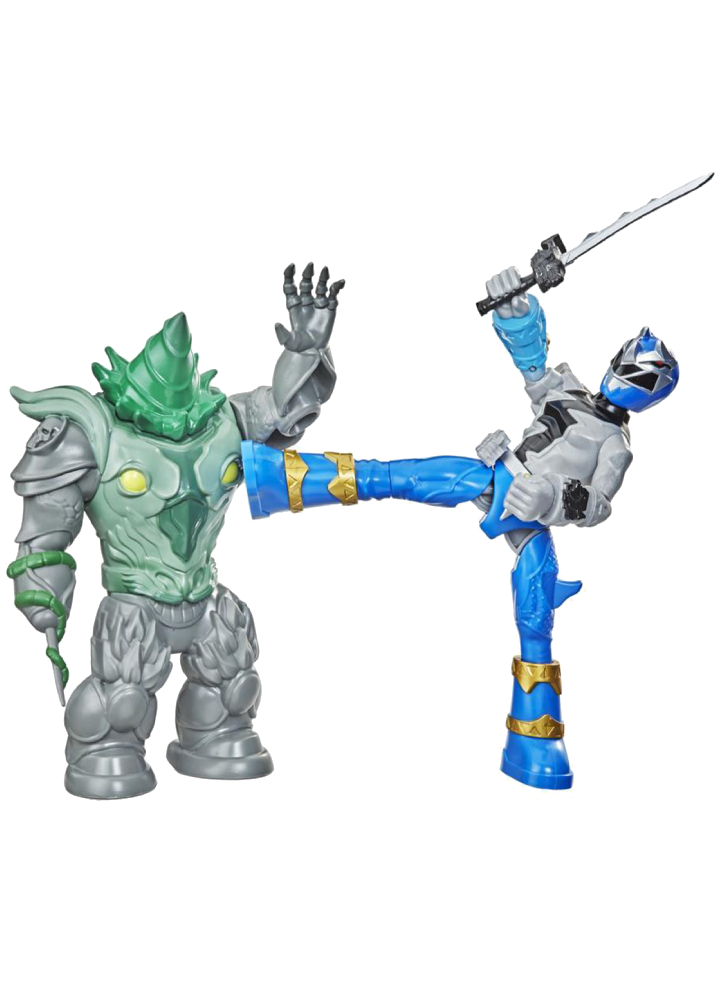 Set Figurine Power Rangers Dino Fury Battle Attackers Blue Ranger Shockhorn 17cm