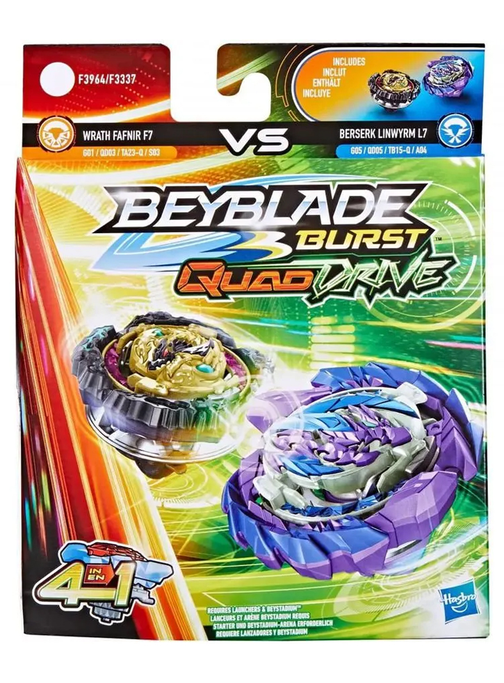 Beyblade Burst Quad Drive Wrath Fafnir F7 vs Berserk Linwyrm L7