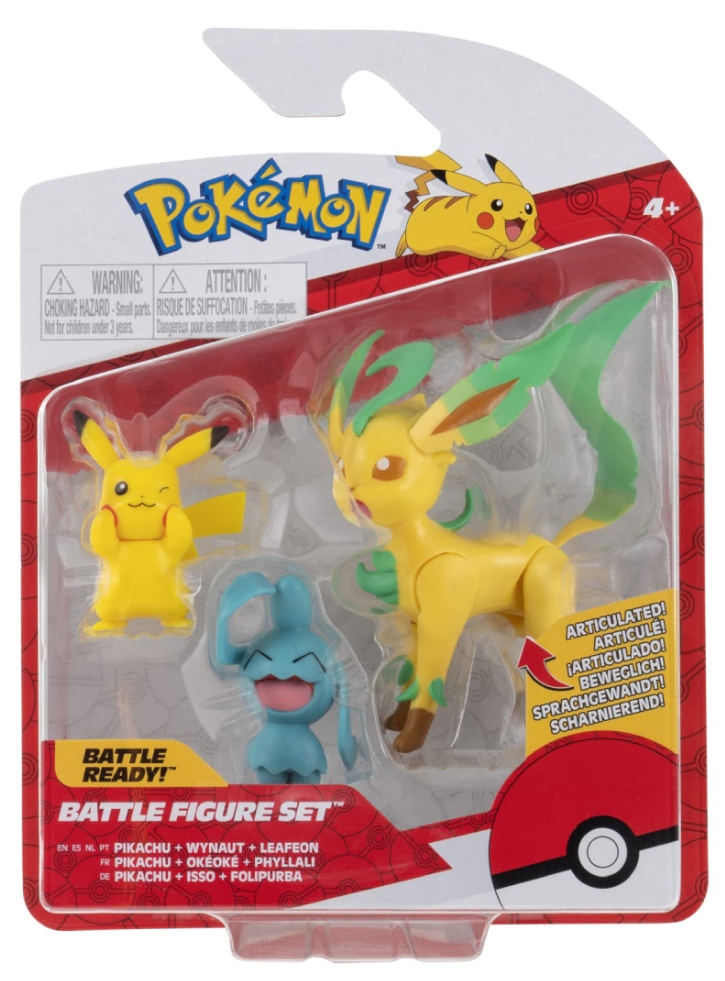 Figurine Pokemon Battle Pack Pikachu, Wynaut & Leafon