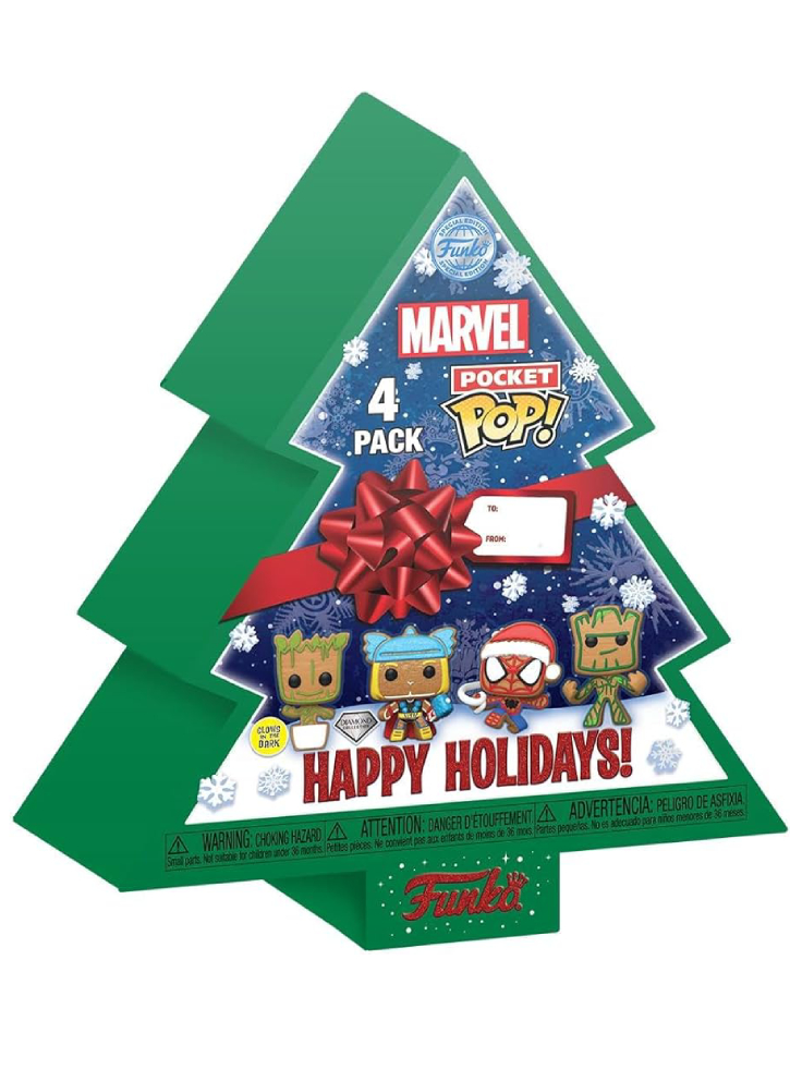 Funko Pocket Pop! 4-Pack Marvel - Happy Holidays Tree Box (Diamond Collection)