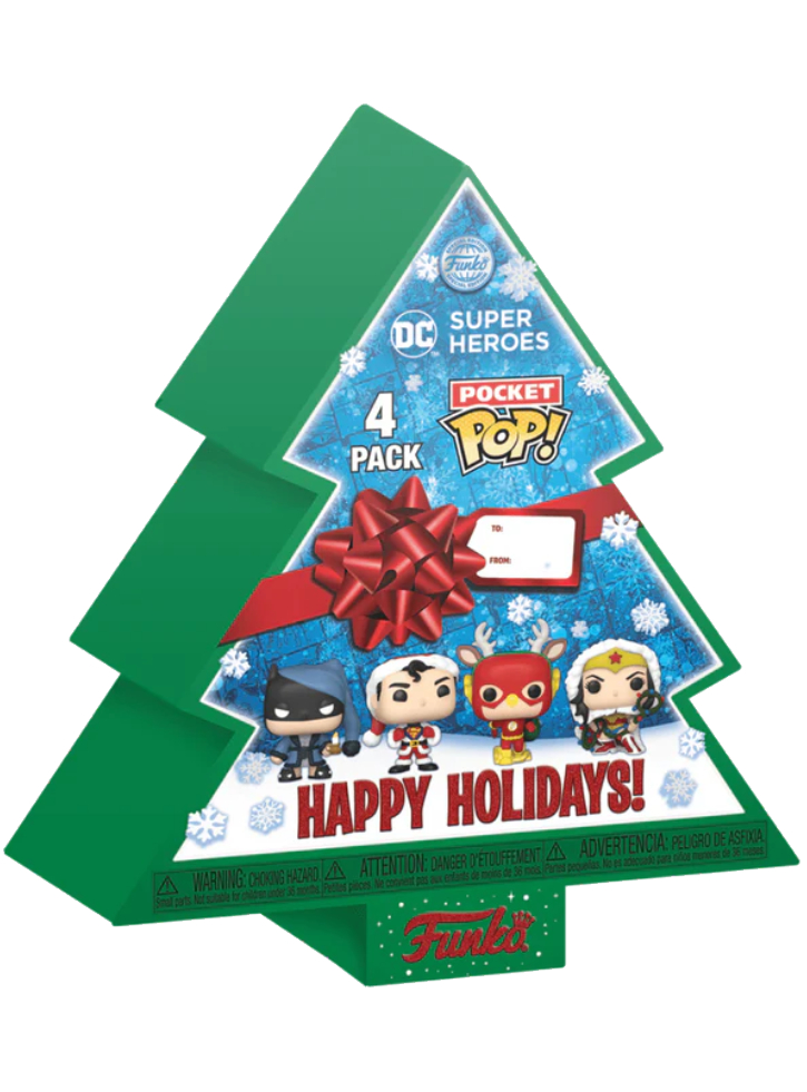 Funko Pocket Pop! 4-Pack DC Super Heroes Happy Holidays Tree Box