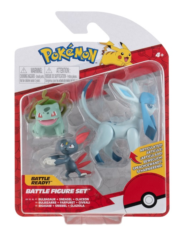 Figurine Pokemon Battle Bulbasaur, Sneasil & Glaceon
