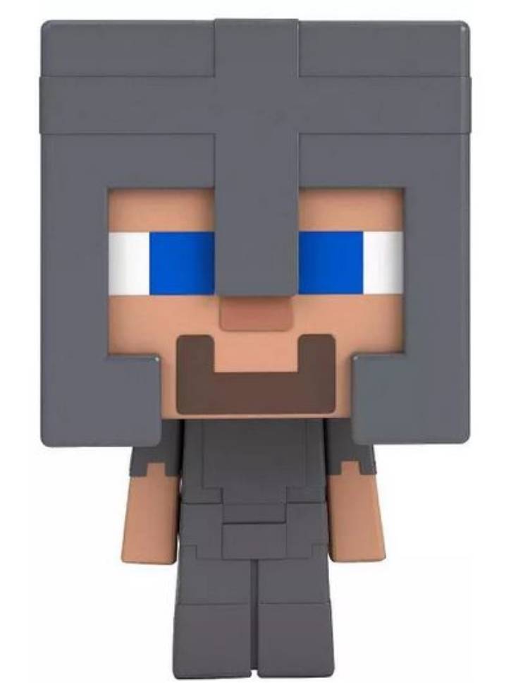 Figurina Mattel Minecraft Mob Head Minis Steve in Netherite Armor (HKR63)