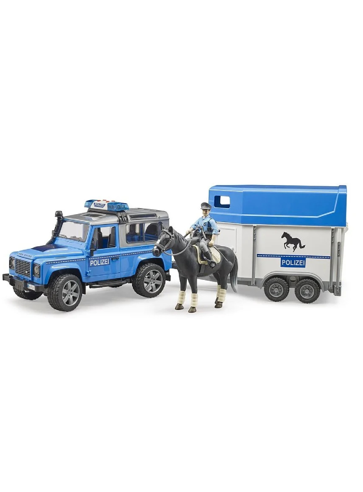 Vehicul Bruder Land Rover Defender Police w/Horse Trailer (BR2588)