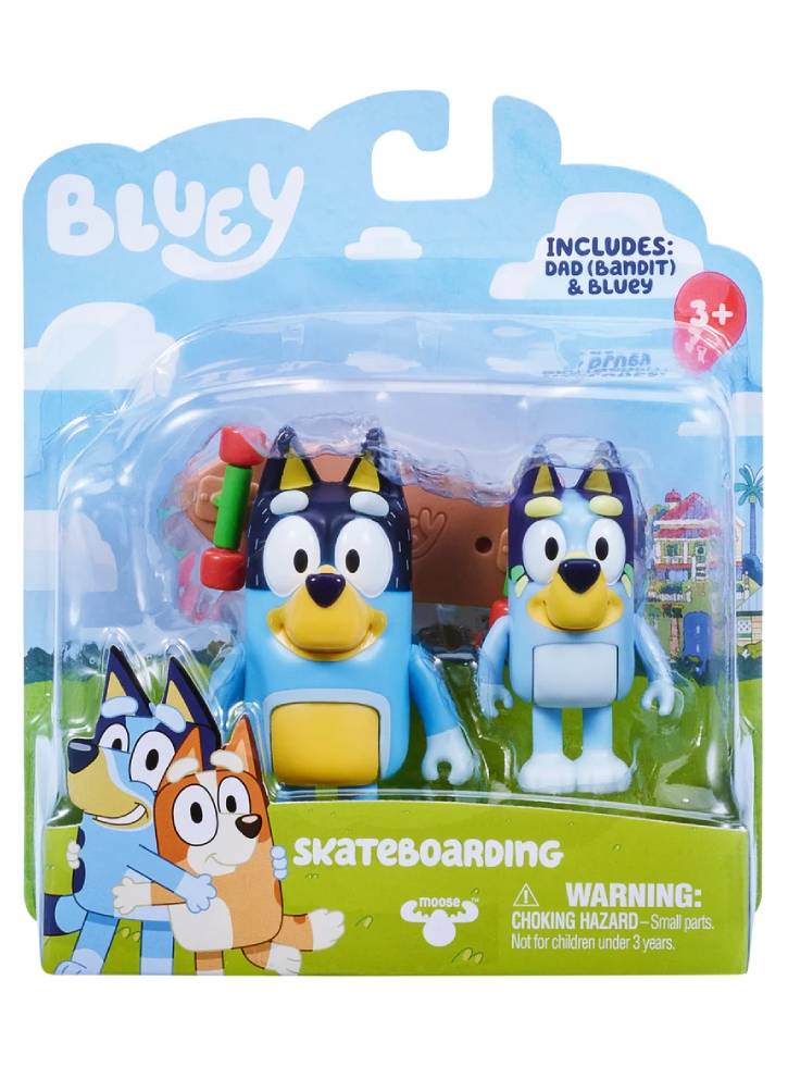 Set 2 Figurine Bluey S3 Skateboarding 7cm