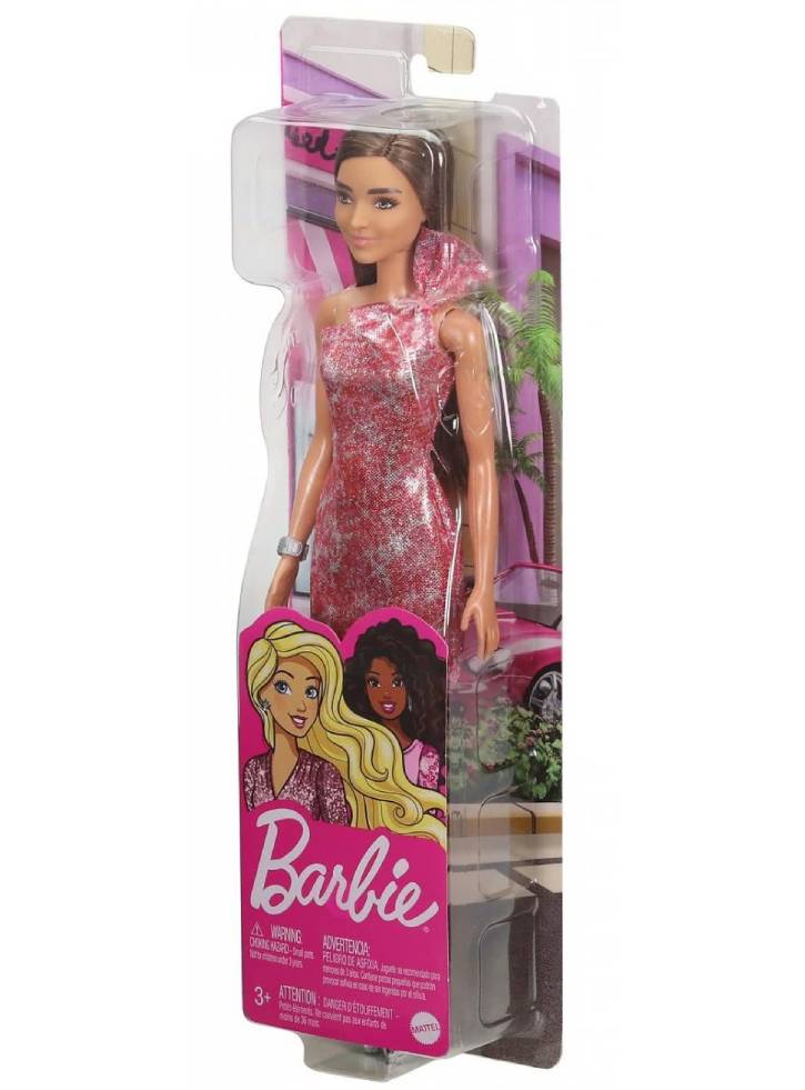 Papusa Barbie Glitz Outfits & Brown Hair (GRB33)