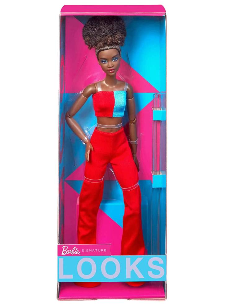 Papusa Barbie Signature Looks Dark Skin & Pink Pants Model (HJW81)