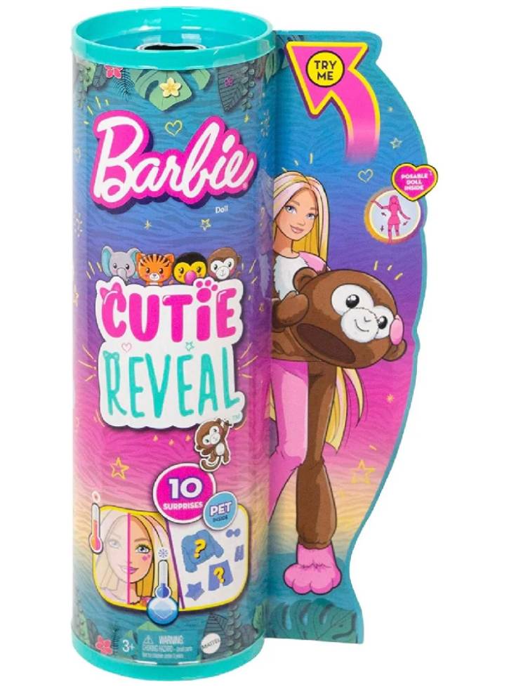 Papusa Barbie Cutie Reveal Jungle Series Monkey Surprise (HKR01)