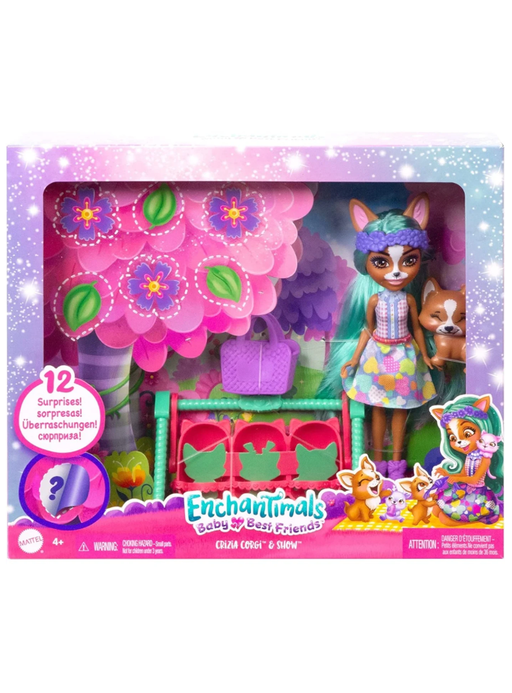 Papusa Enchantimals Baby Best Friends Crizia Corgi Show (HLK86)