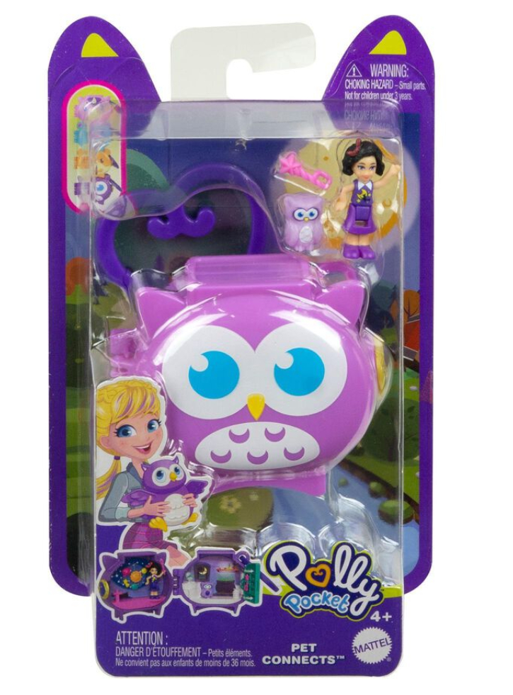 Set Polly Pocket Mini Pet Connects Owl Compact (HHW32)
