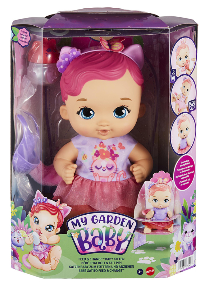 Papusa My Garden Baby Feed And Change Kitten (Pink Hair) (HHL21)
