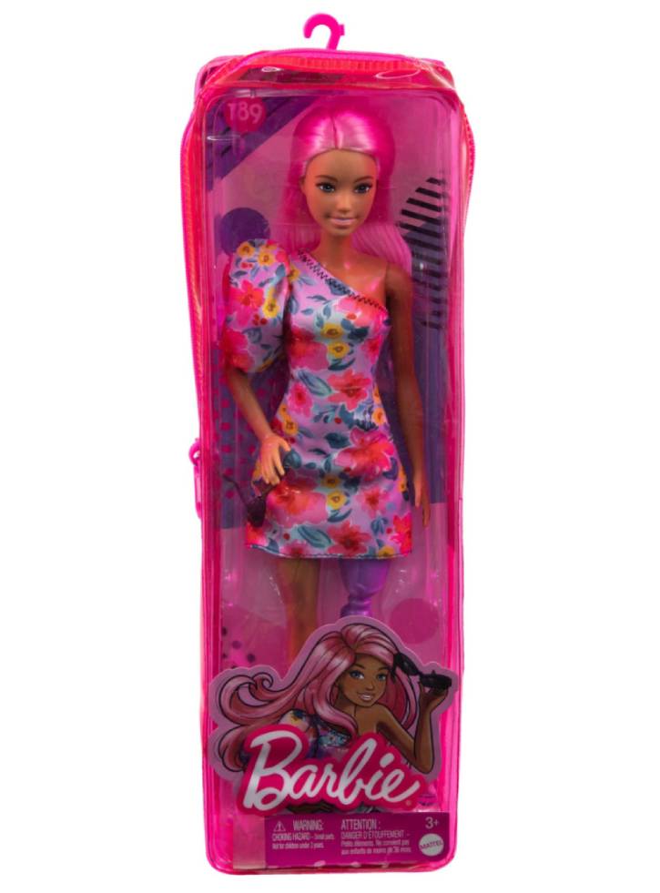 Papusa Barbie Fashionistas Pink Hair Off-Shoulder Floral Dress (HBV21)