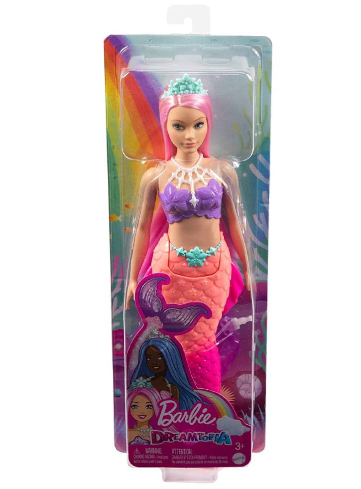 Papusa Barbie Dreamtopia Curvy Pink Hair Doll & Pink Ombre Mermaid Tail (HGR09)