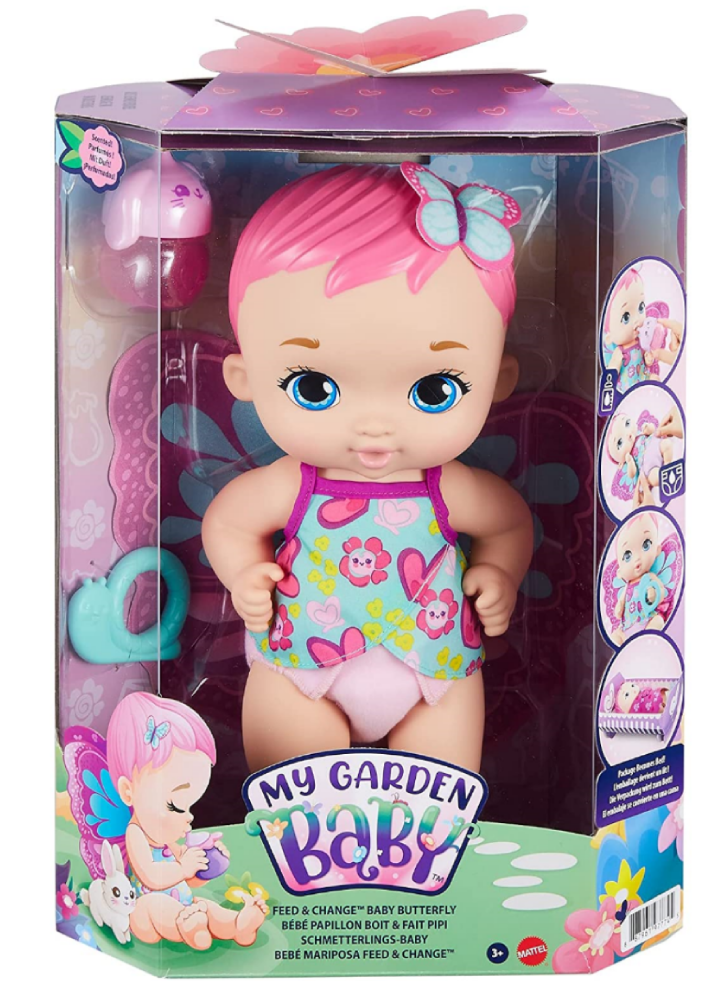 Papusa My Garden Baby Feed Change Baby Butterfly (Pink Hair) (GYP10)