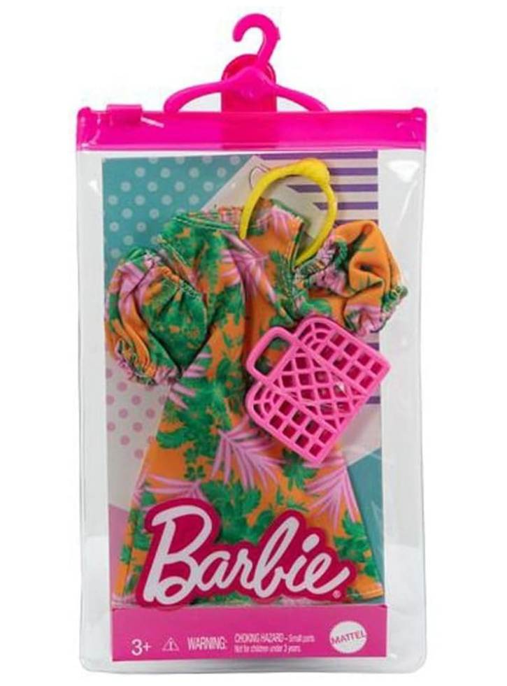 Set Barbie Fashion Tropico Dress Puffy Sleeves, Purse Headband (HBV32)