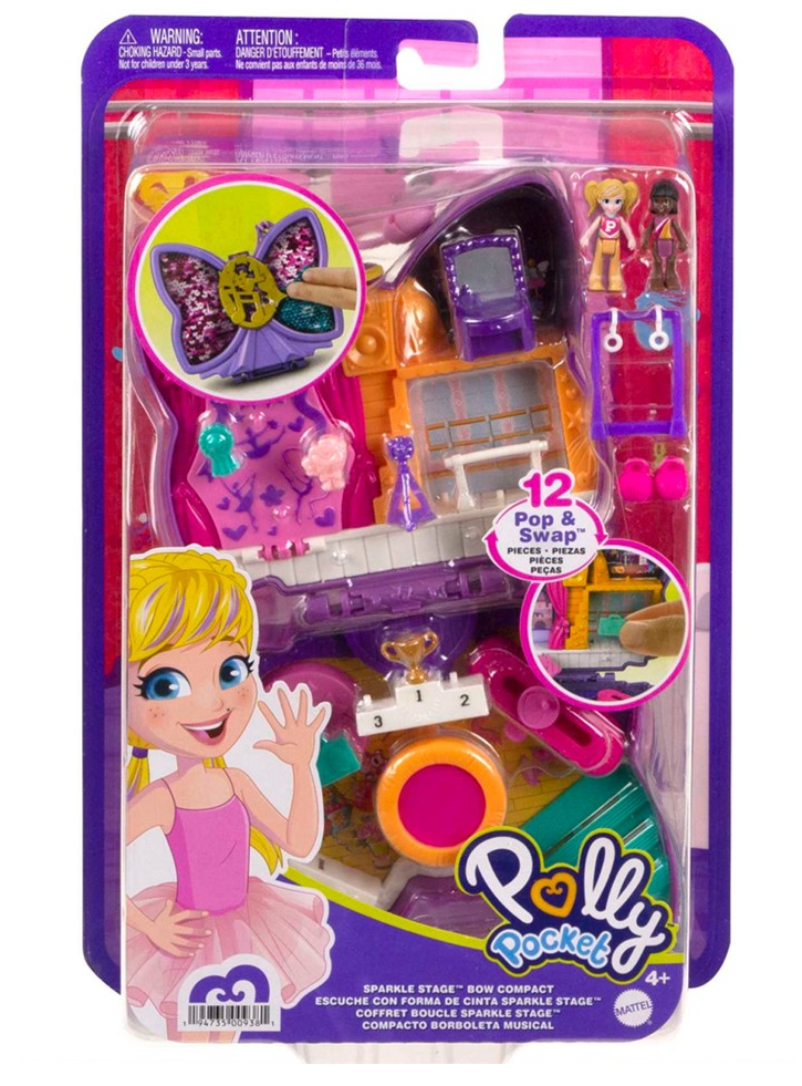Set Polly Pocket Sparkle Stage Bow Compact (HCG17)