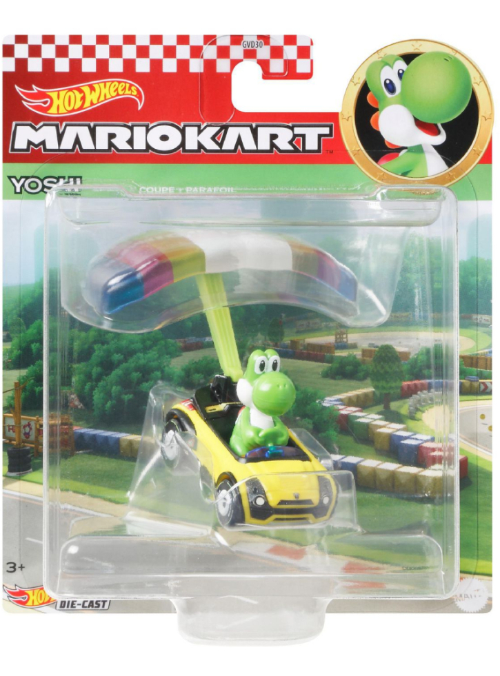 Hot Wheels Mario Kart Yoshi Sports Coupe + Parafoil (GVD32)