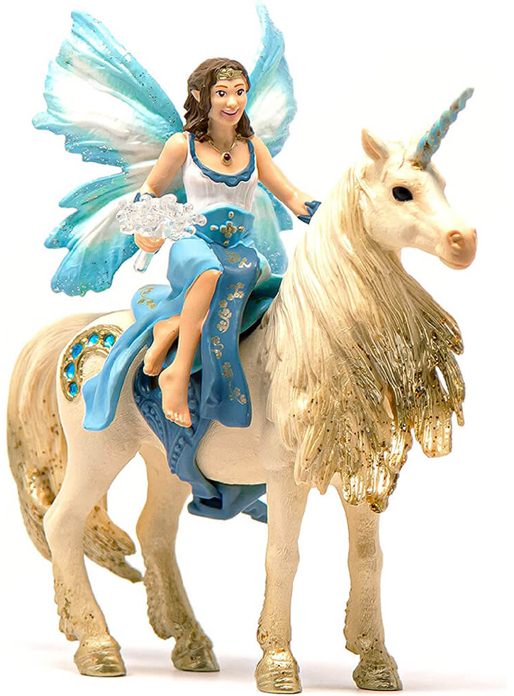 Figurina Schleich Bayala Eyela riding on golden unicorn (42508)
