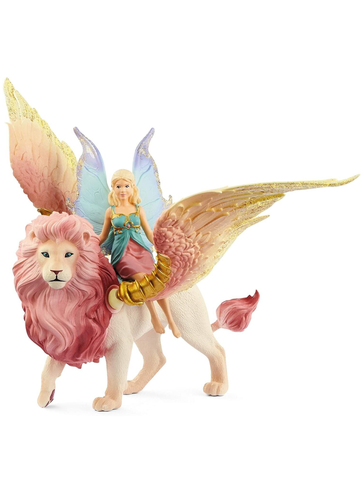 Figurina Schleich Bayala Fairy in Flight on Winged Lion (70714)