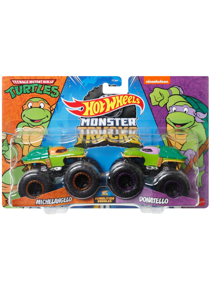 Hot Wheels Monster Trucks Demolition Doubles Teenage Mutant Ninja Turtles Michelangelo VS Donatello (HNX31)