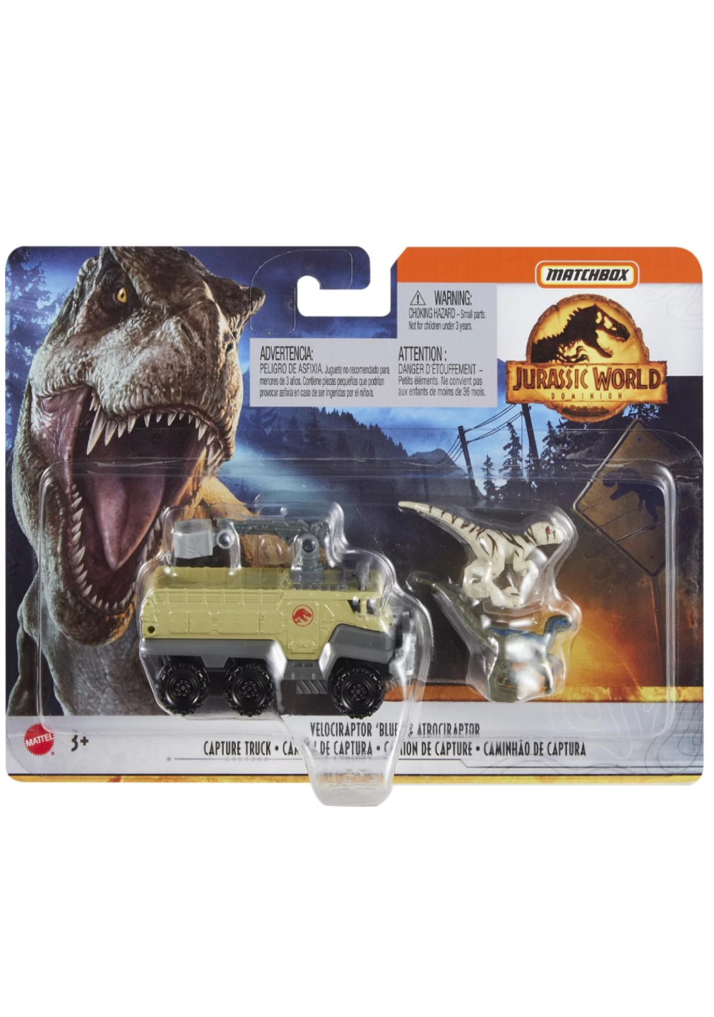 Vehicul Matchbox Jurassic World Dominion Velociraptor Blue Atrociraptor Capture (HBH88)