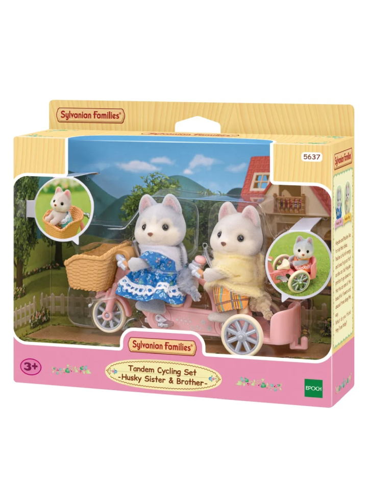 Figurine Sylvanian Families Tandem Cycling Husky Sister & Brother (5637)