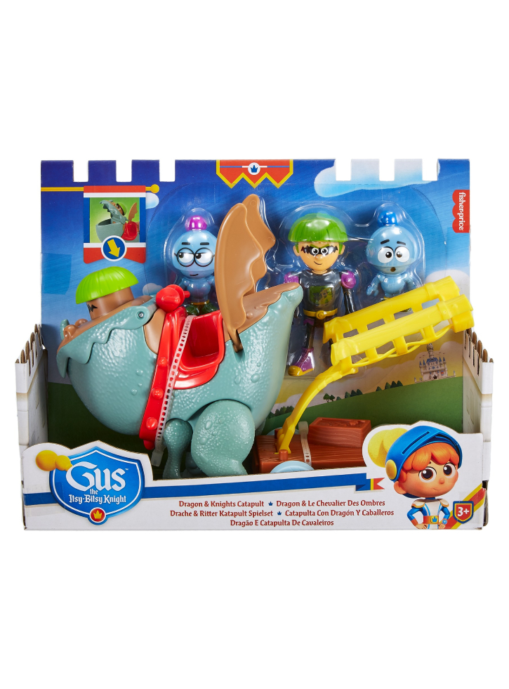 Set Figurine Fisher-Price Gus The Itsy Bitsy Knight Dragon Knights Catapult (HGP55)