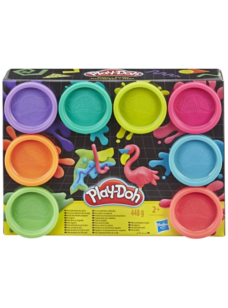 Set Plastilina Play-Doh Neon Non Toxic 8 Colours Cans (E5063EU40)