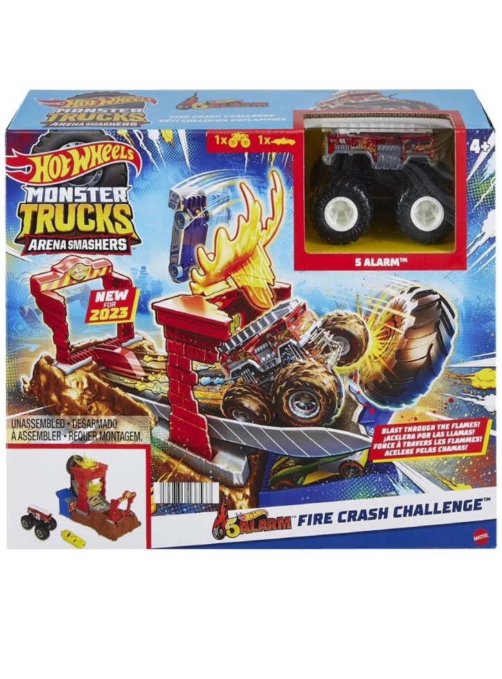 Set Hot Wheels Monster Trucks Arena Smashers 5 Alarm Fire Crash Challenge (HNB90)