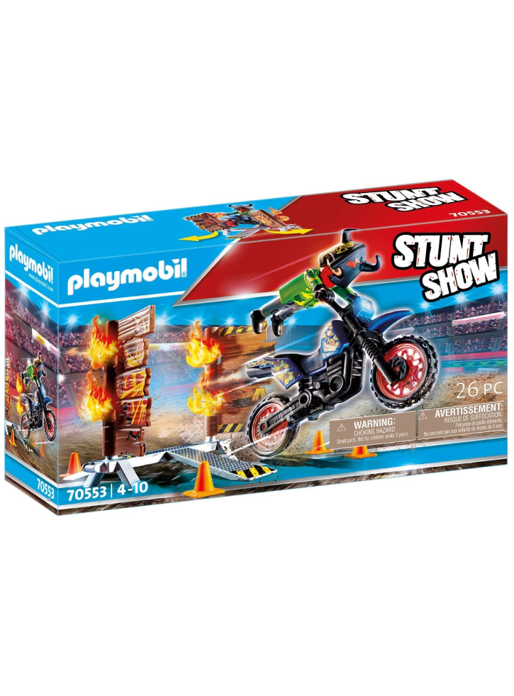 Set Playmobil(r) Stuntshow Motocross with Fiery Wall (70553)