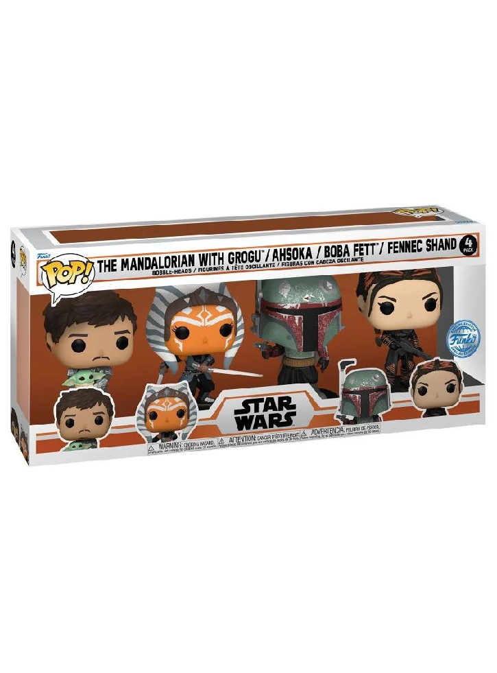 Figurine 4 Funko Pop Disney Star Wars The Mandalorian with Grogu / Ashoka / Boba Fett / Fennec Shand