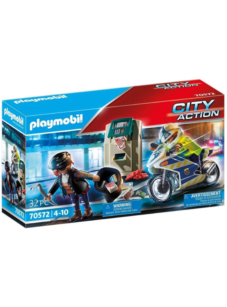 Playmobil Police motorcycle pursuit of the money robber (70572)