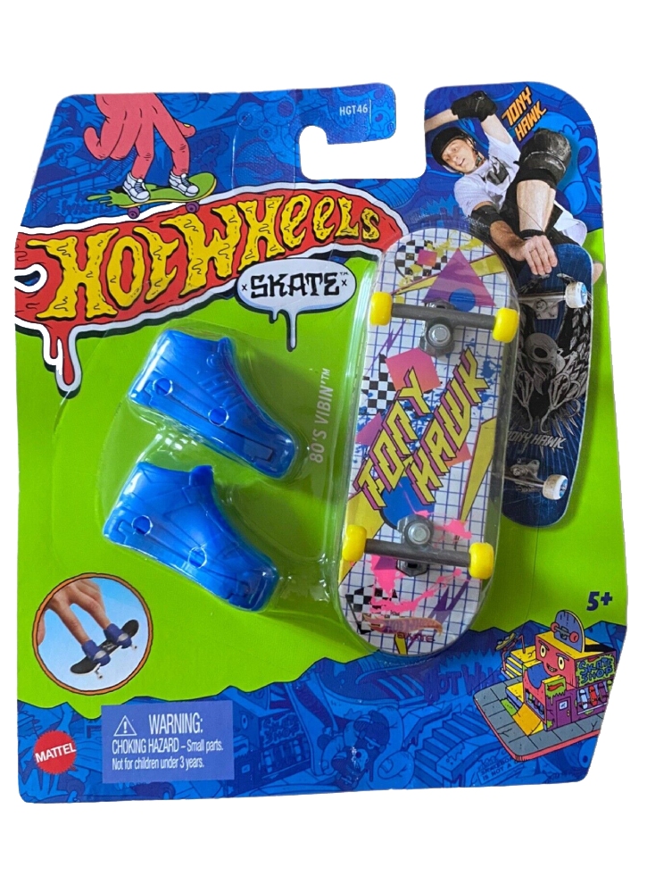 Set Hot Wheels Skate Fingerboard and Shoes Tony Hawk 80s Vibin (HGW81)