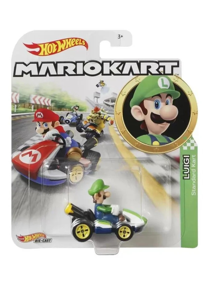 Hot Wheels Mario Kart - Luigi Standard Kart Die-Cast (GLP37)